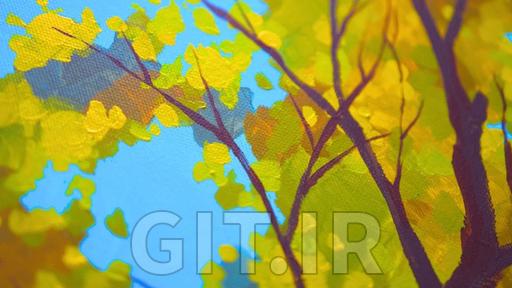 Paint Abstract Nature with Acrylic Layered Tree, Leaves & Sky for Beginners