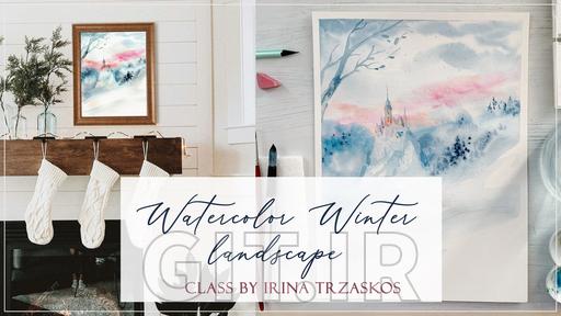 Winter Landscape with a Castle: Explore Loose Watercolor Technique