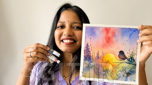 Simple Watercolor Painting with 3 Primary Colors