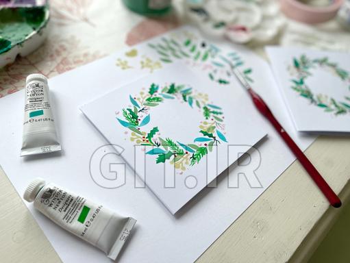 Paint a Gouache Christmas Wreath