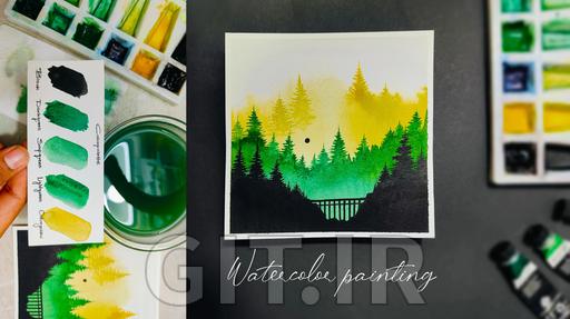 Serene Pine Landscape With Watercolors - Using Easy Painting Techniques