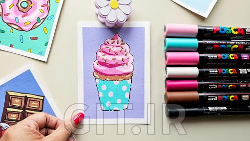 Vibrant Posca Marker Art: A Step-by-Step Guide to Paint a Delicious Pop Color Cupcake