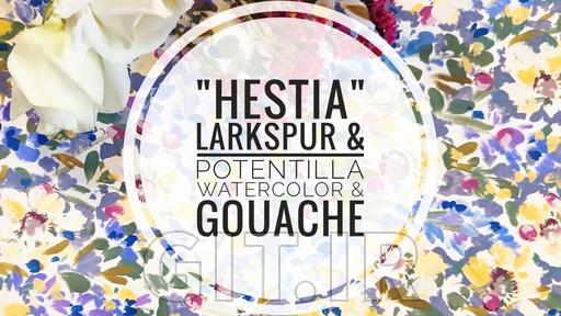 "Hestia" - Larkspur & Potentilla Gouache & Watercolour Garden