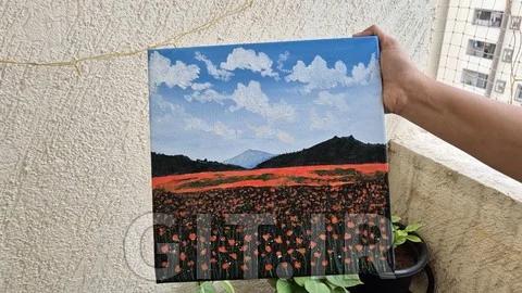 Acrylic Landscape Painting for Beginners: Poppy Field