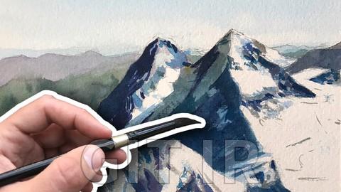 Watercolor Painting for Beginners - Snowy Mountains