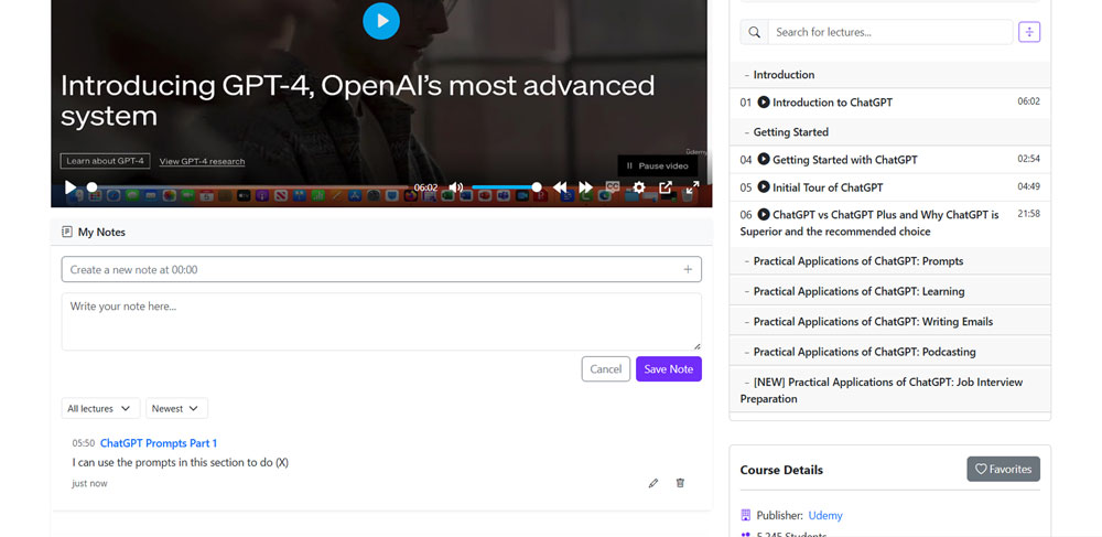 Geet platform note-taking feature