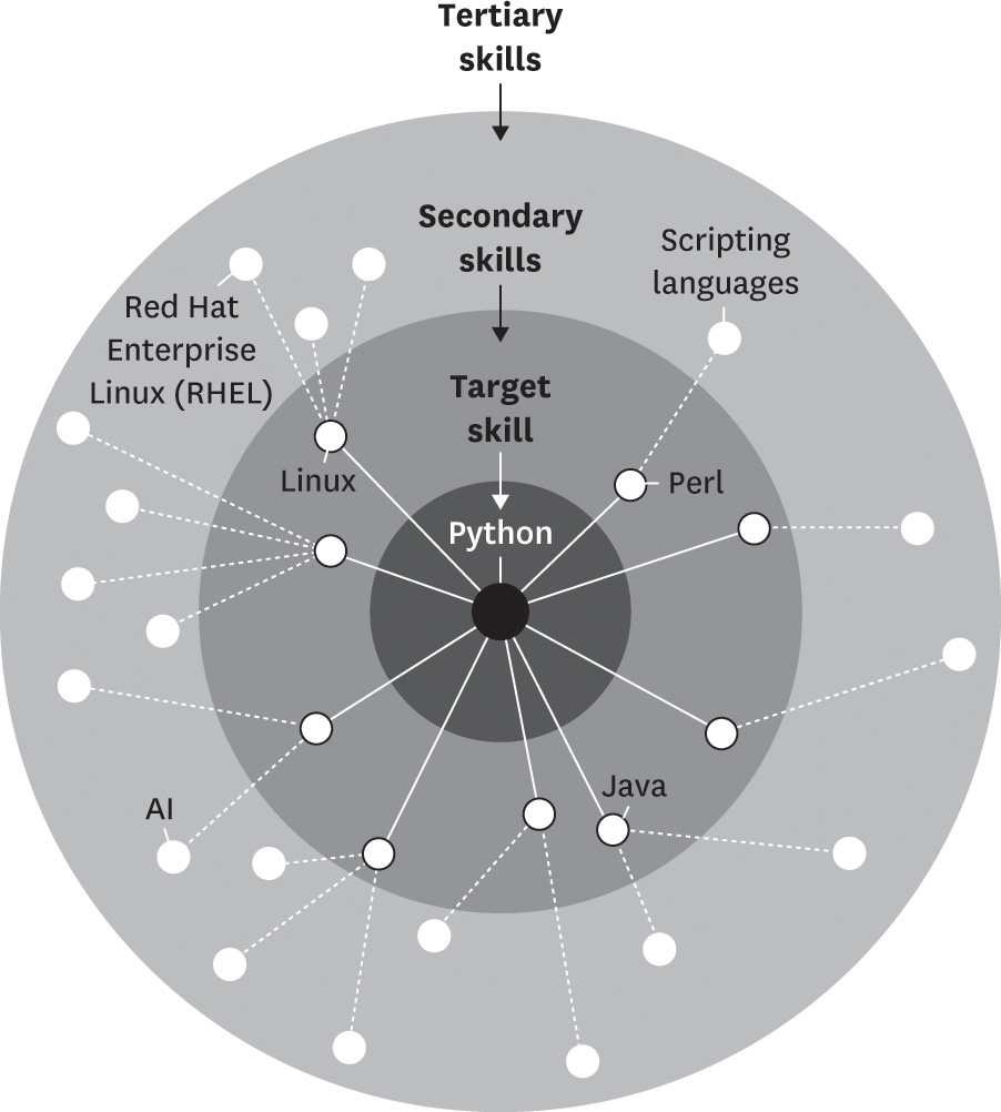 Adjacent-skills map for the Python programming language