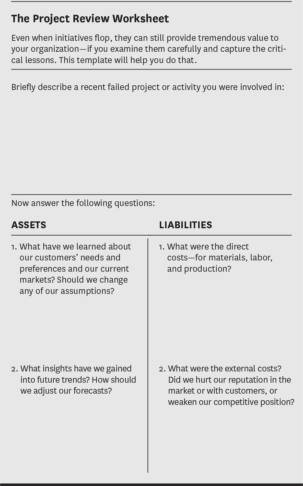 The Project Review Worksheet