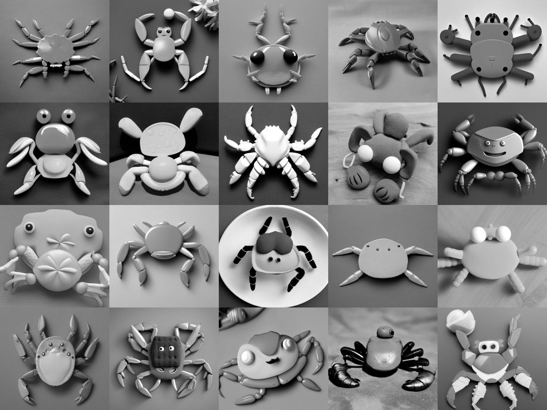 Crab-inspired toy concepts by Stable Diffusion